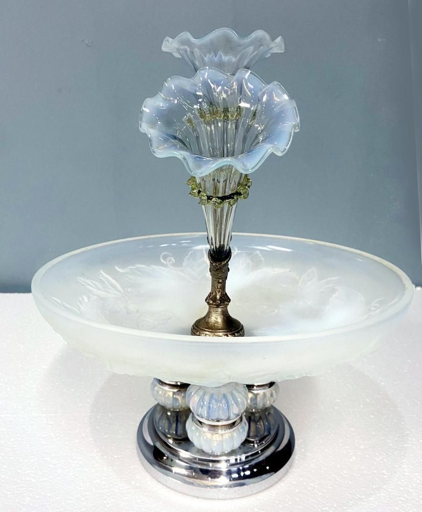 Art Deco Centrepiece Vase Julien Glass France Epergne 1930 photo buy