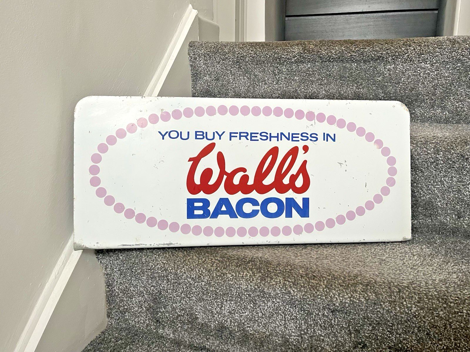 photo for sale Rare Vintage Walls Bacon Not Ice Cream Metal Wall Flange Shop Butchers Sign 80's