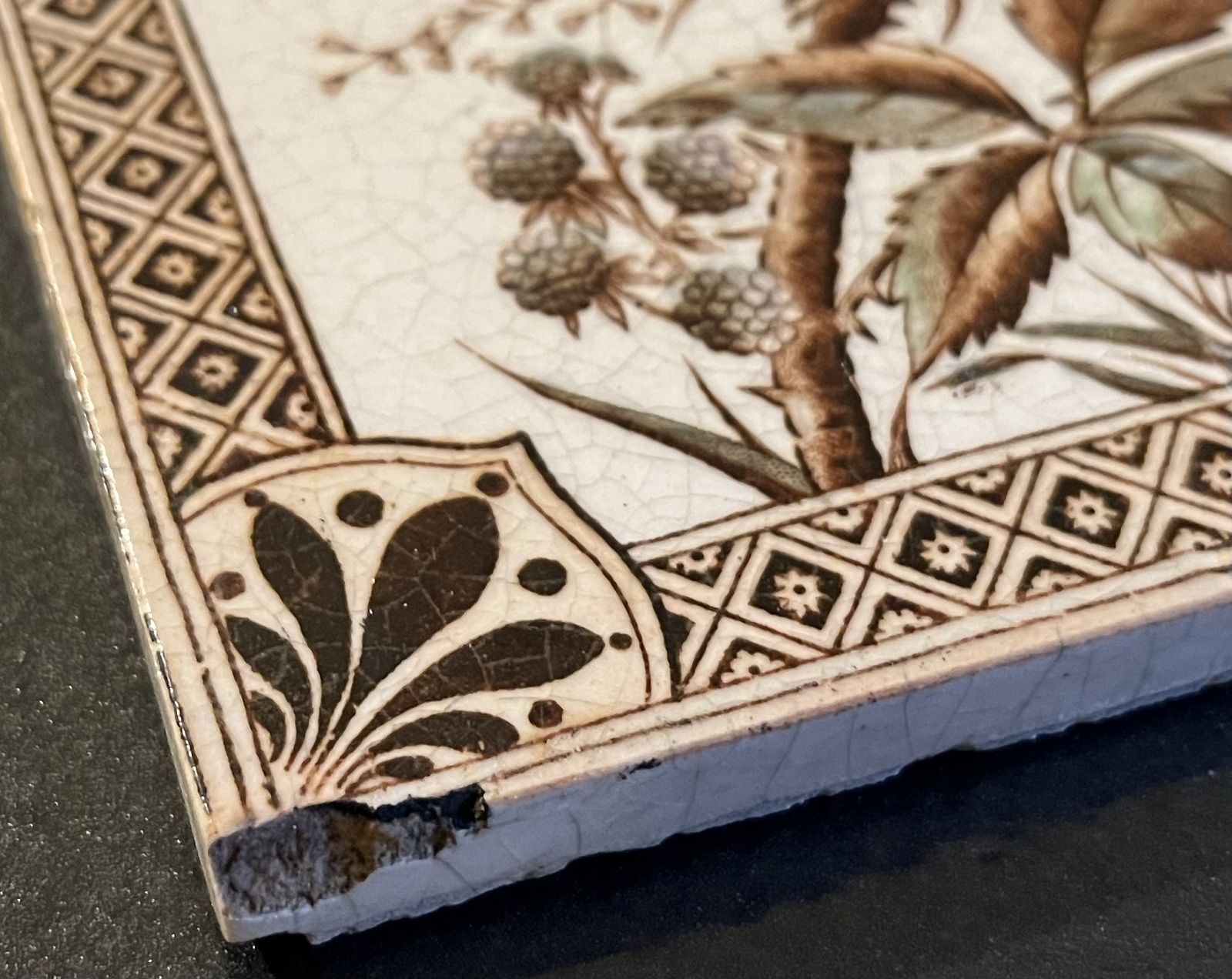 Antique Bird Pattern Tiles, Set Of 12 photo vintage
