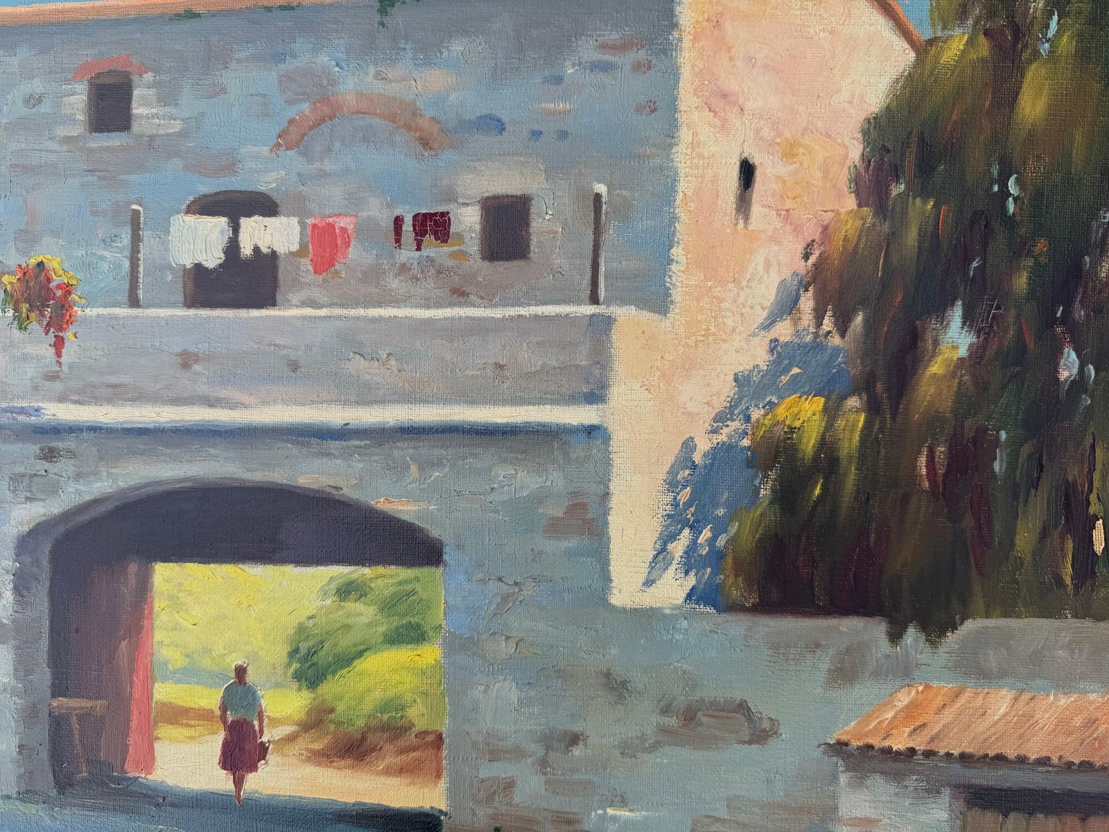 Pedro Roldán Molina – Mediterraan Boerenerf Met Waterput – Olieverf Op Doek – Spanje, Ca. 1980 photo buy