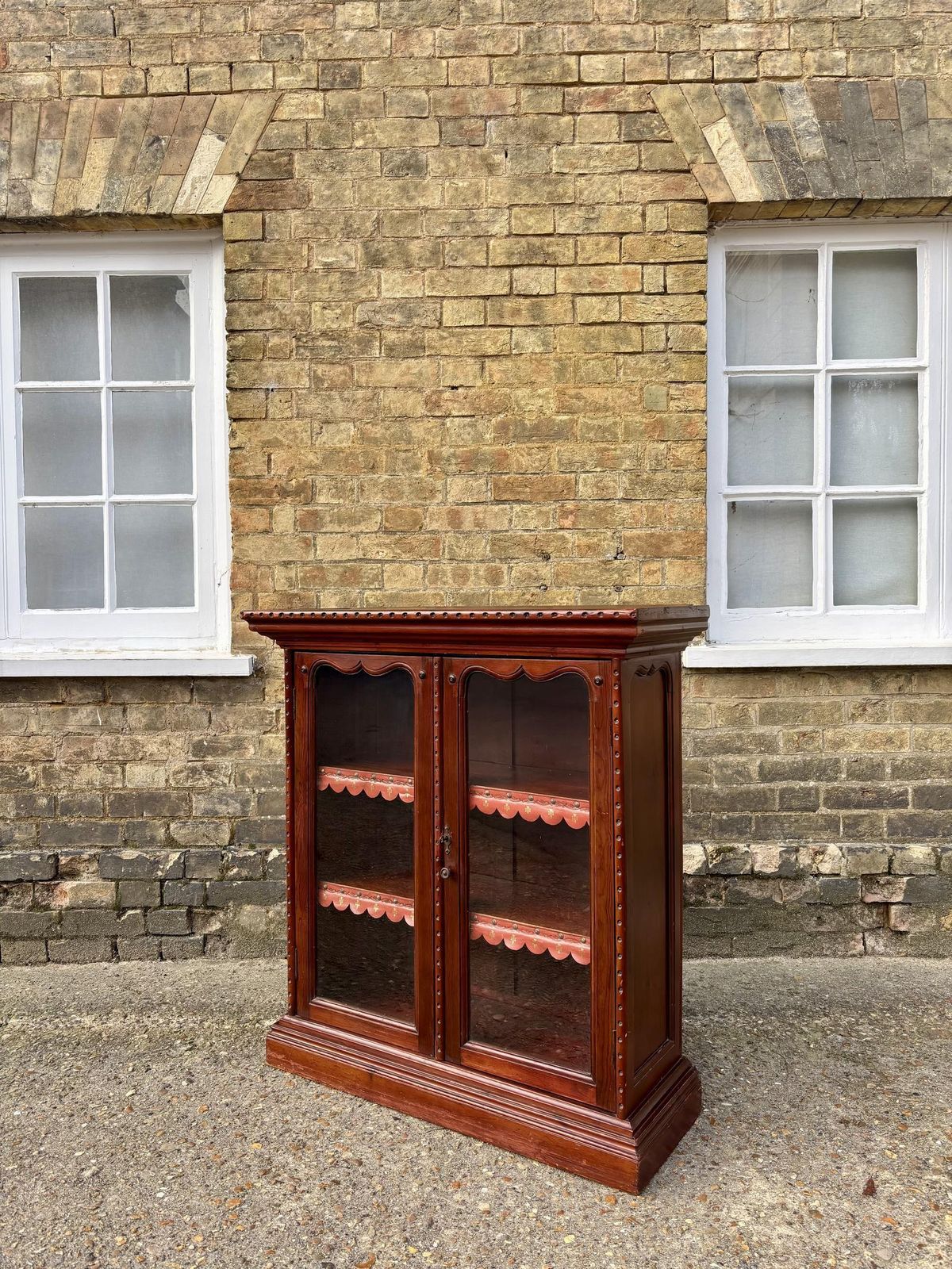 Victorian Stained Pine Glazed Dwarf Bookcase photo vinterior