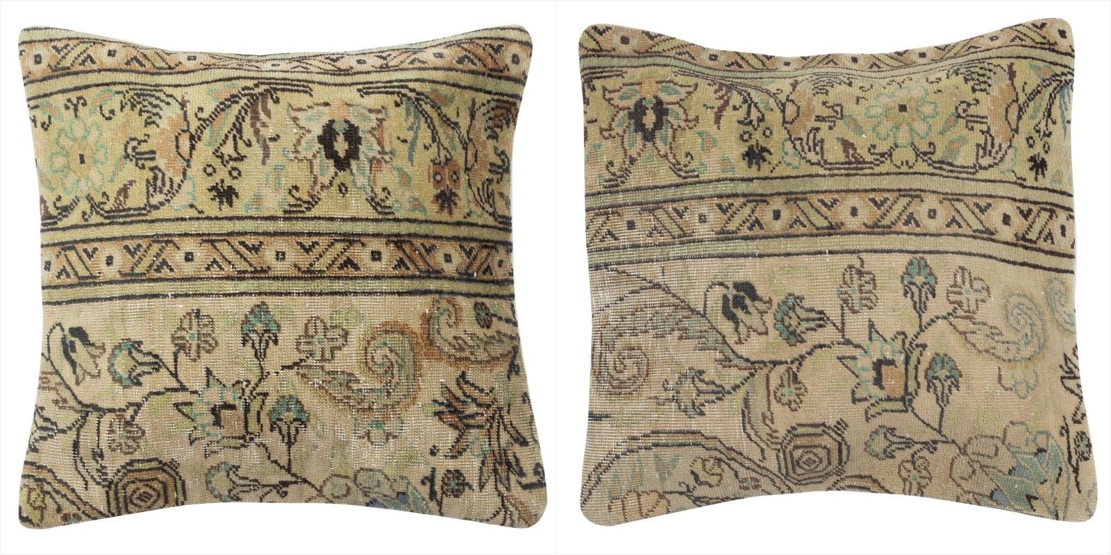 19"X19" Set Of 2 Turkish Rug Pillowcases. Cushion Covers. Vintage Toss Pillows