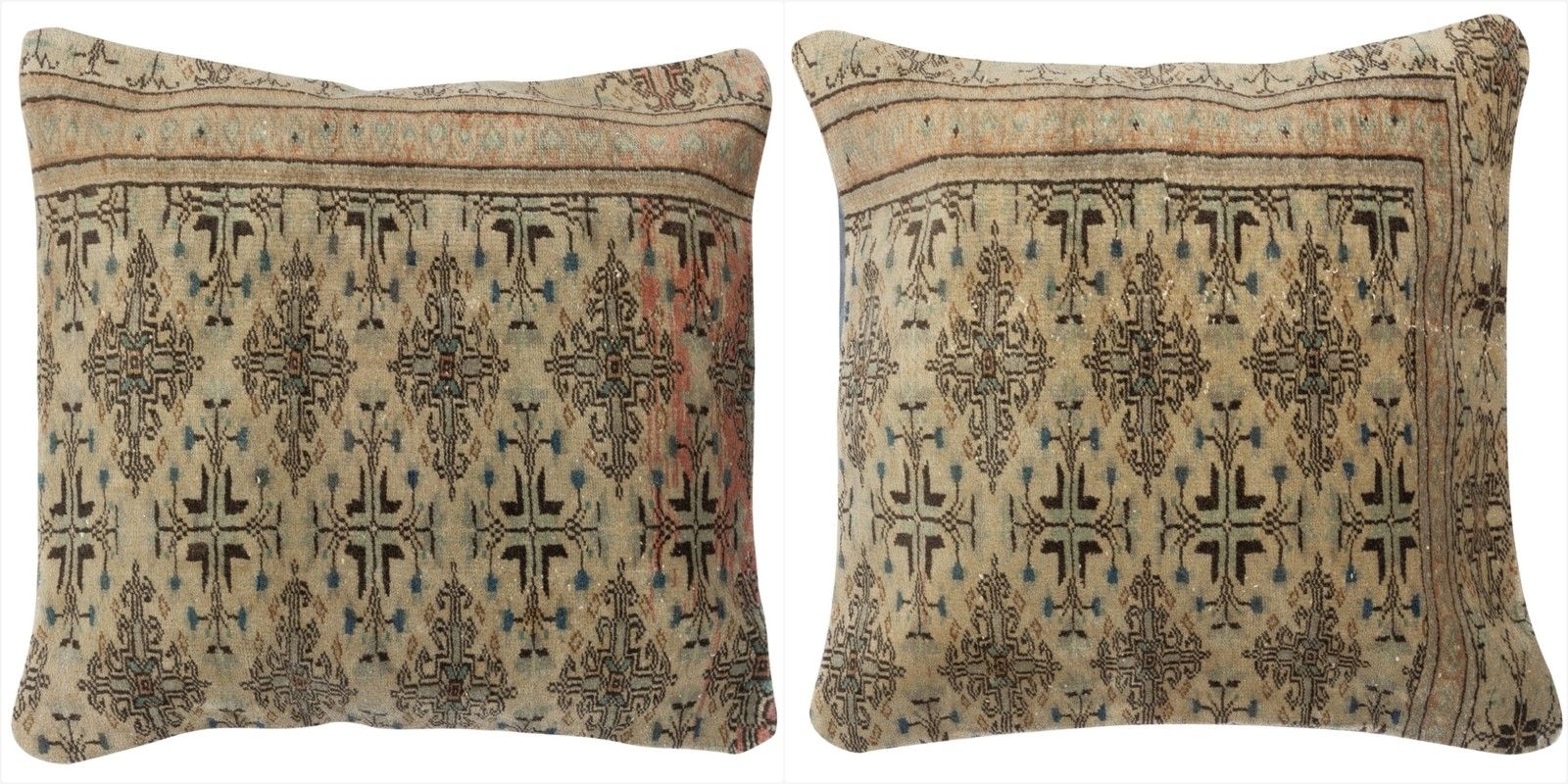 24"X24" Set Of 2 Vintage Toss Pillow Covers. Handmade Rug Cushion Covers