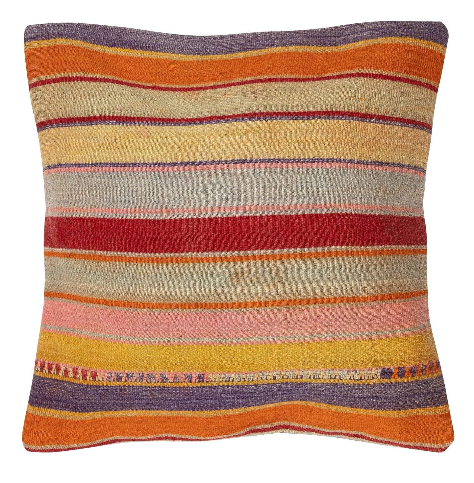 20"X20" Set Of 2 Hand Woven Kilim Cushion Covers. A Pair Of Lace Pillow Covers photo for sale