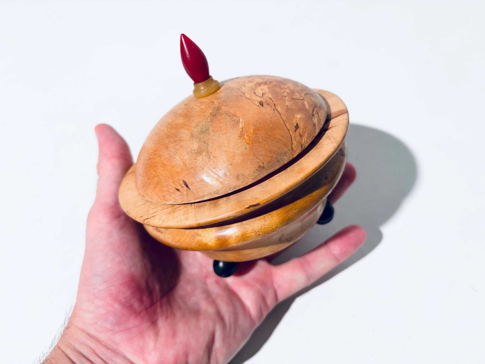 Art Deco Wooden Jewelery Box Round Bowl With Lid / 1920s Design Decor photo Home Decor