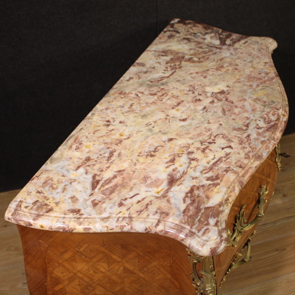 Furniture 20th Century French Inlaid Dresser With Marble Top photo