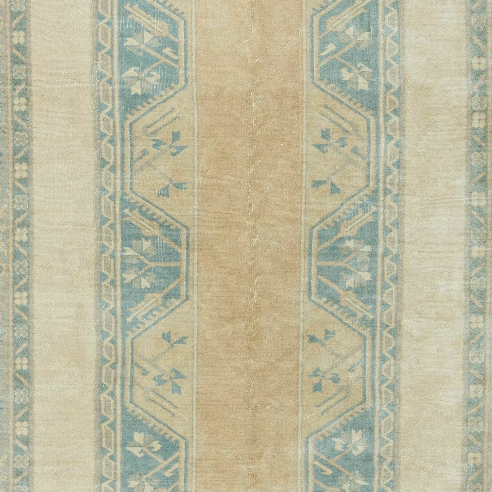 6.5x9.7 Ft Faded Hand Knotted Oushak Rug, Vintage Geometric Anatolian Carpet photo 853.0