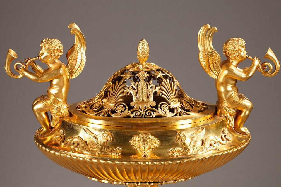 Empire Period Gilt Bronze And Marble Centerpiece/Incense Burner photo Furniture