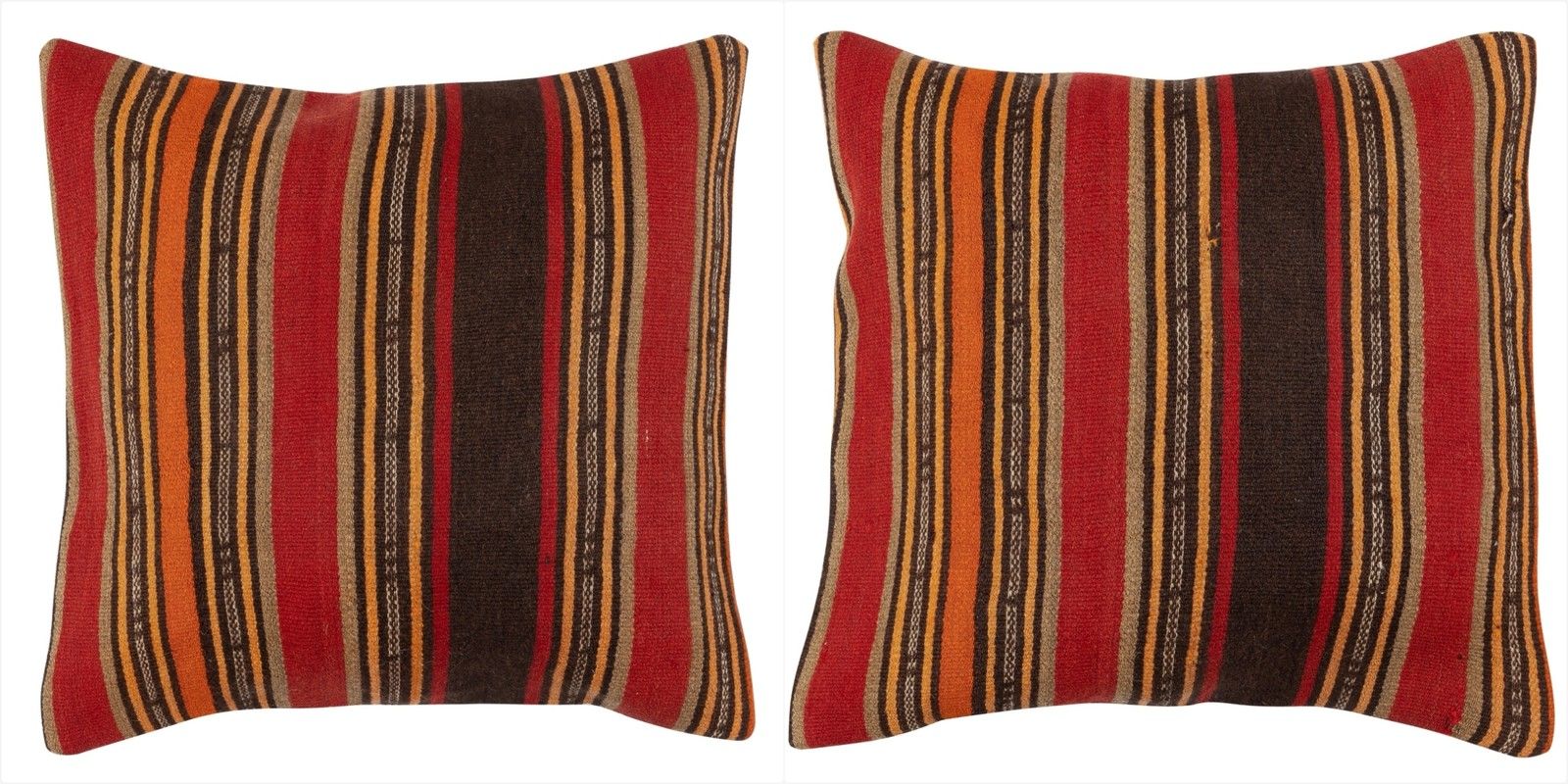 20"X20" Set Of 2 Hand Woven Kilim Cushion Covers. A Pair Of Lace Pillow Covers
