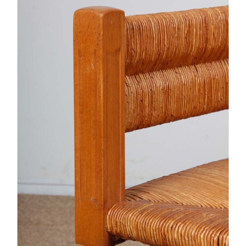 Pair Of Turned Wooden Straw Covered Corner Chairs, 1940 photo for sale