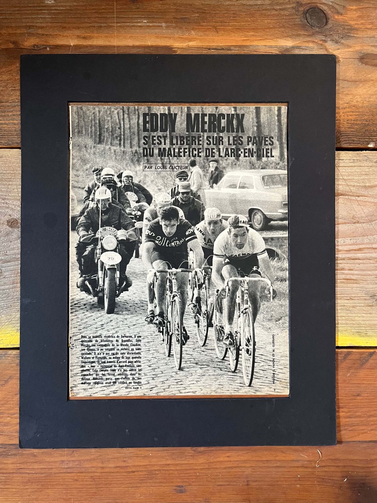 Eddy Merckx Vintage Cycling Print 1968 Paris Roubaix Faema photo furniture