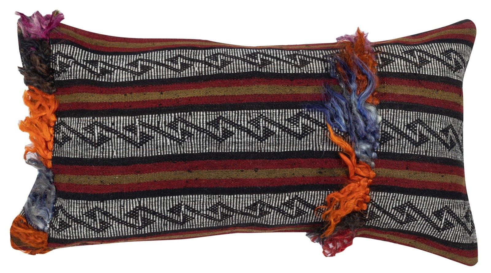 16"X28" Set Of 2 Handmade Kilim Cushion Covers. A Pair Of Lumbar Pillow Covers photo for sale