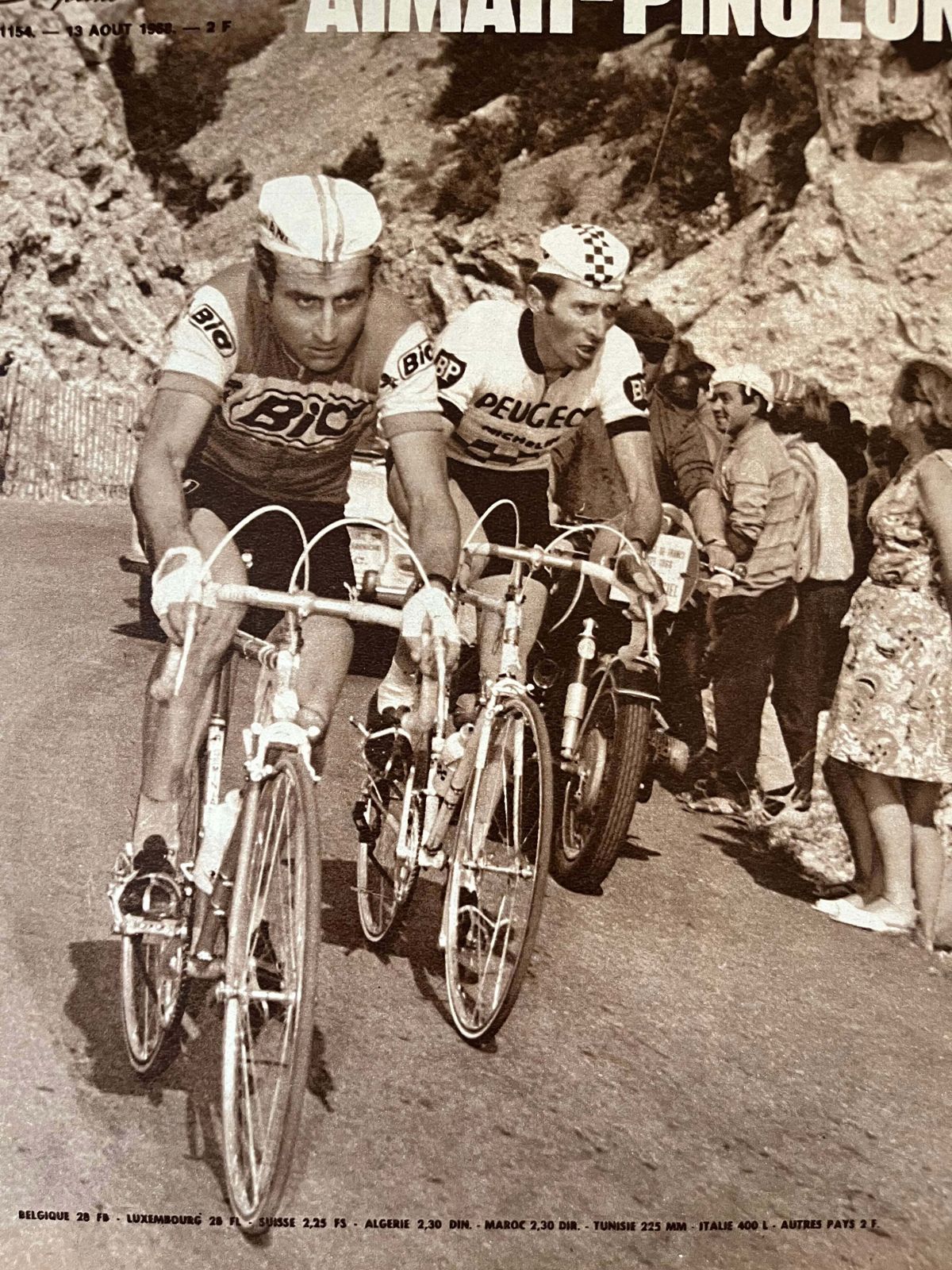 Vintage Cycling Print 1968 Roger Pingeon Lucien Aimar photo for sale