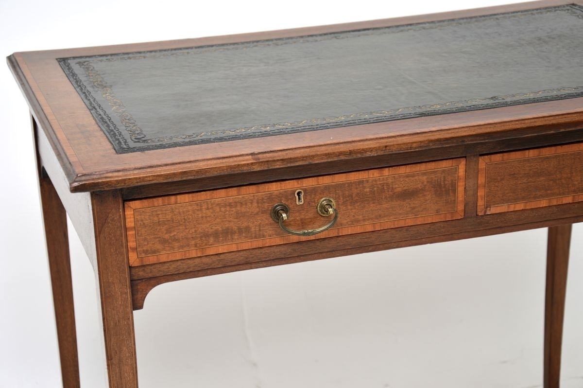 Antique Edwardian Inlaid Mahogany Desk / Writing Table photo Furniture
