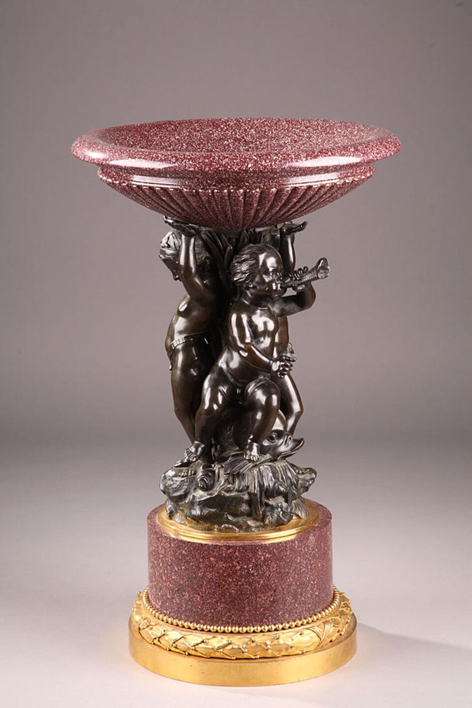 Egyptian Porphyry And Bronze Cup With Cherubs