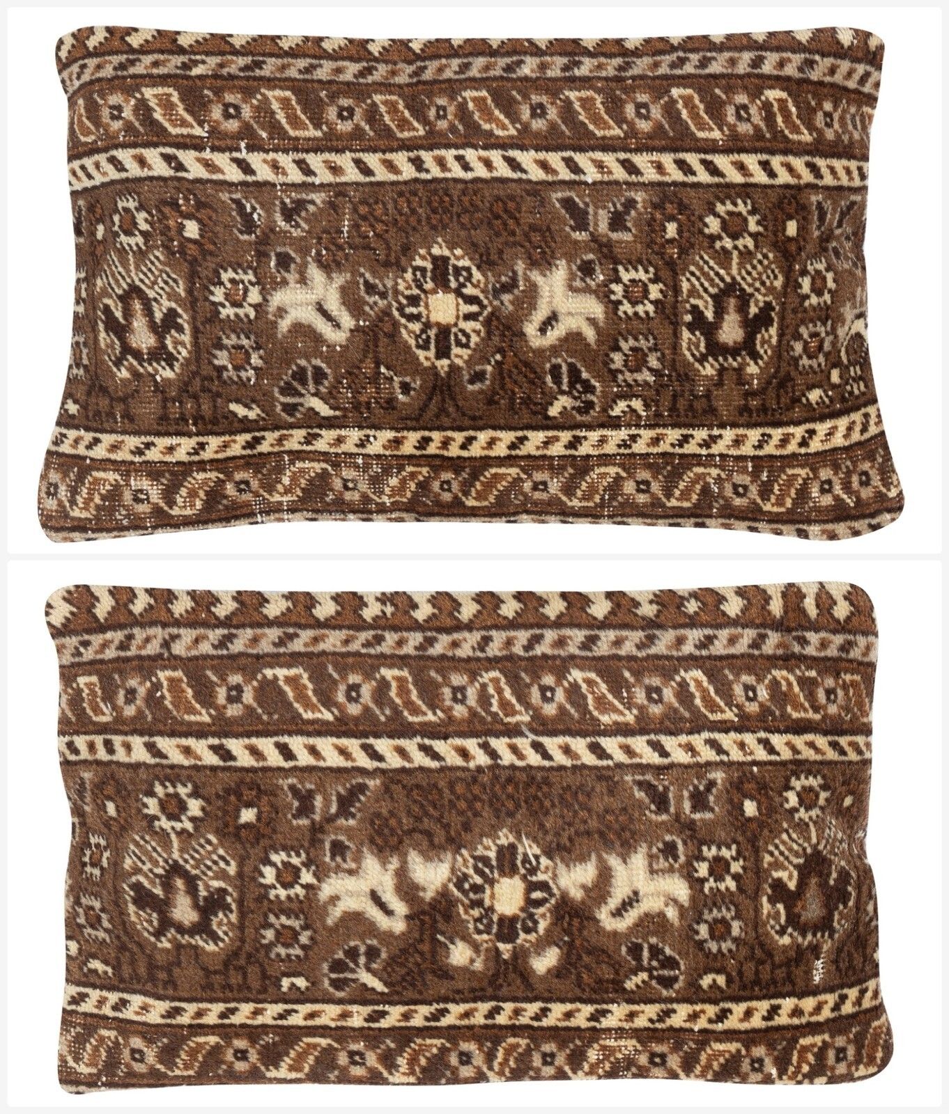 12"X20" Set Of 2   Vintage Cushion Covers. Rug Pillows. Lumbar Pillow Covers