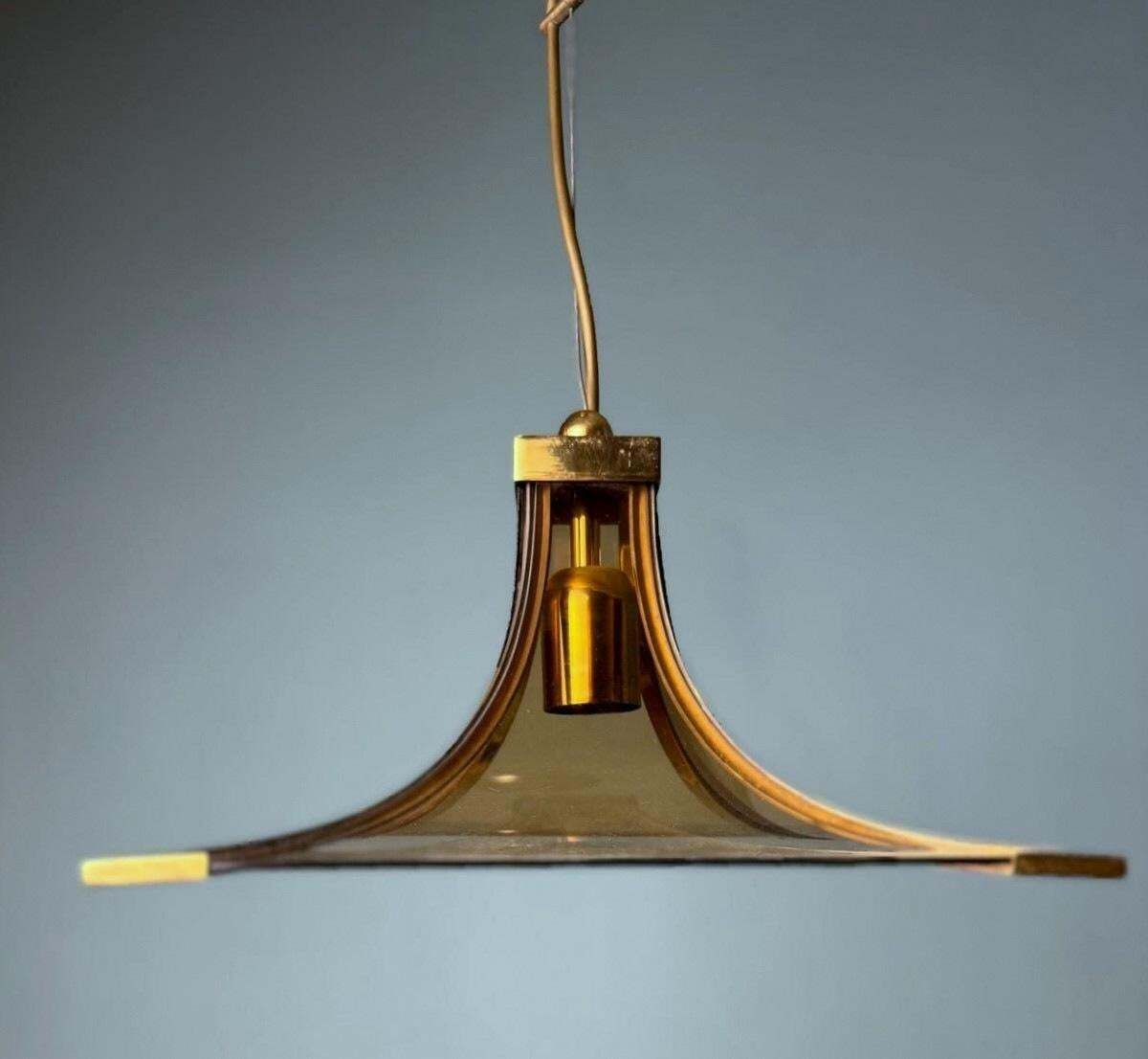 photo buy Vintage Italian Pair Of Smoked Crystal And Brass Italian Chandeliers