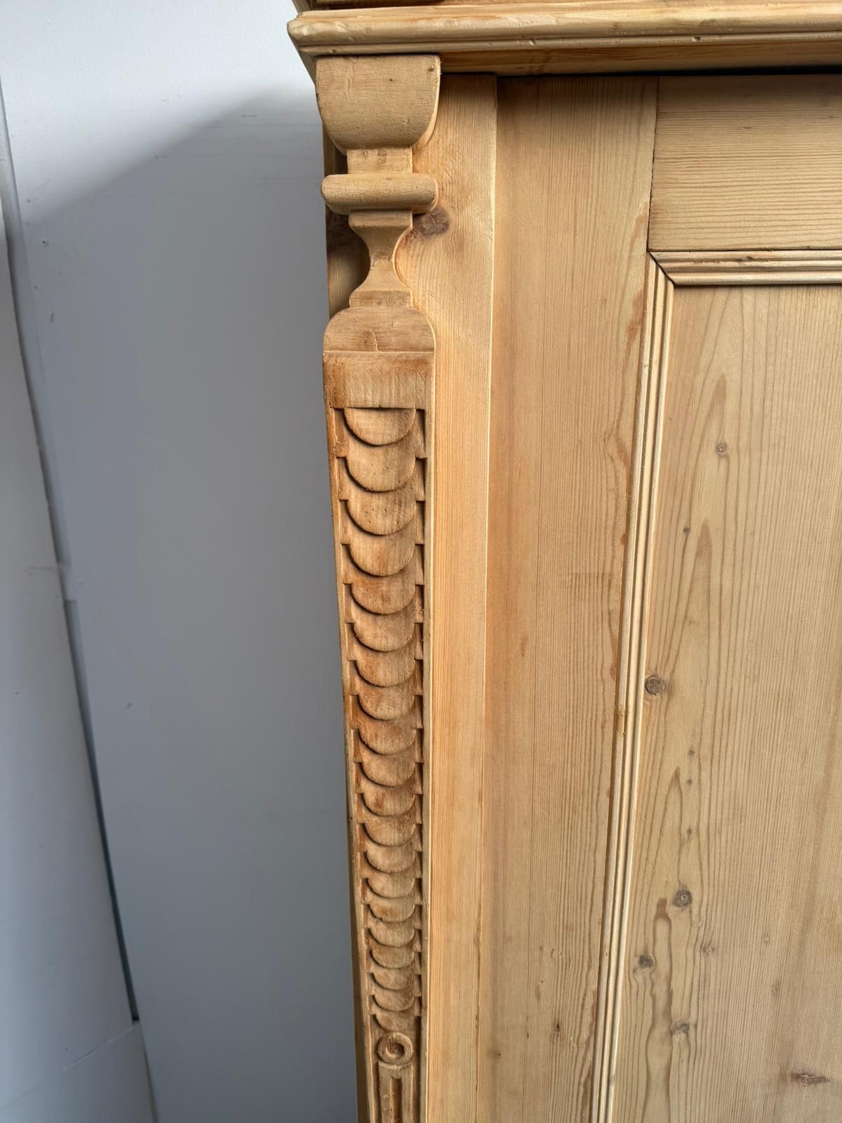 A Carved Arts & Crafts Pine Knockdown Wardrobe To Wax/Paint photo vinterior