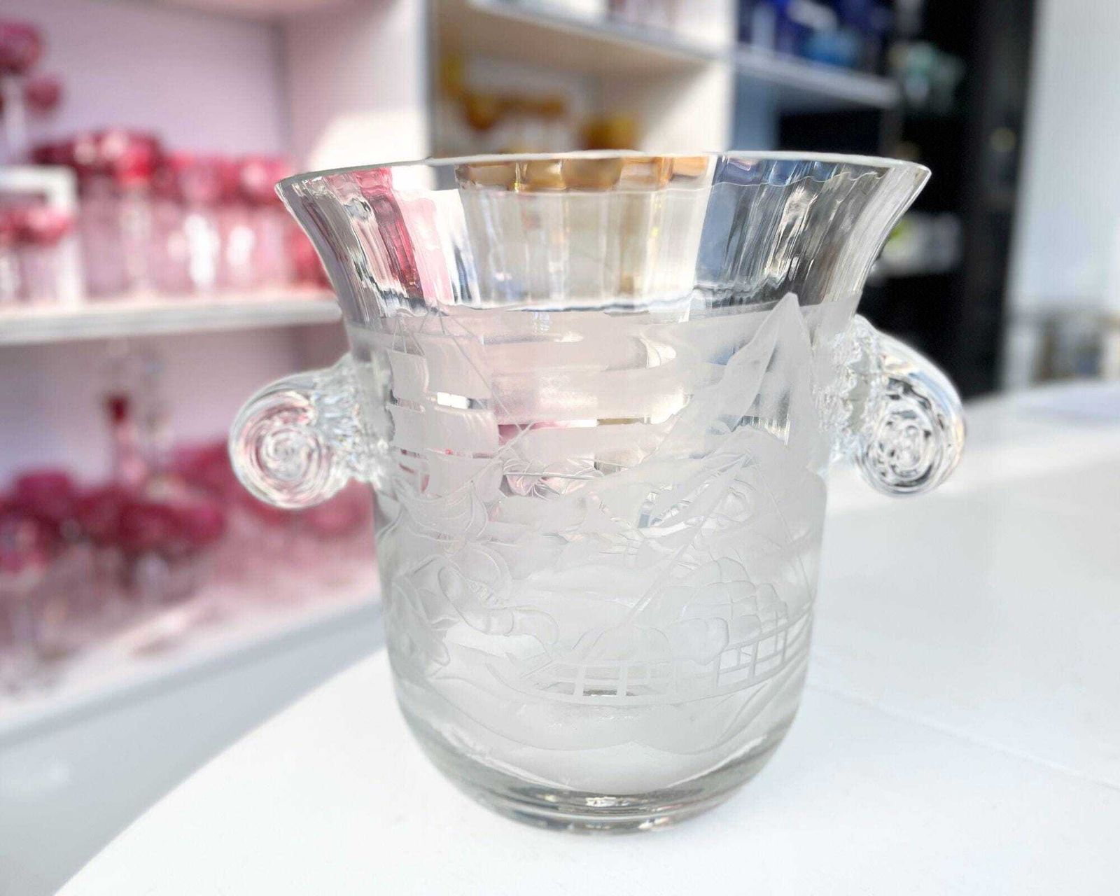 Kristallen Champagnekoeler | Gesigneerd 1987 | Gegraveerd Glas photo furniture