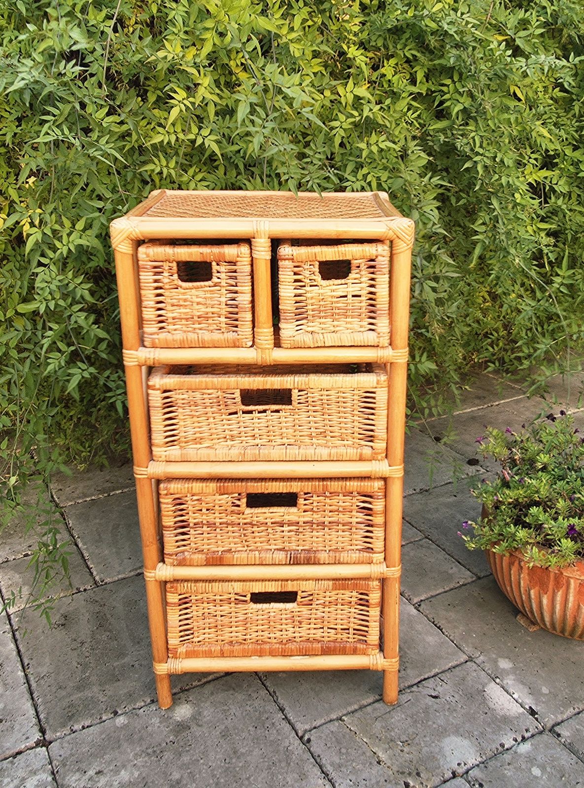1970's/1980's Bamboo & Wicker Storage Chest Of Drawers photo 225.0