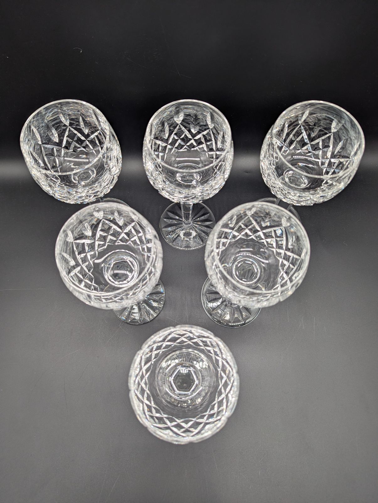 Set Of Six Waterford Crystal ‘Lismore’ Hock Wine Glasses — Signed — Perfect Condition photo Home Decor