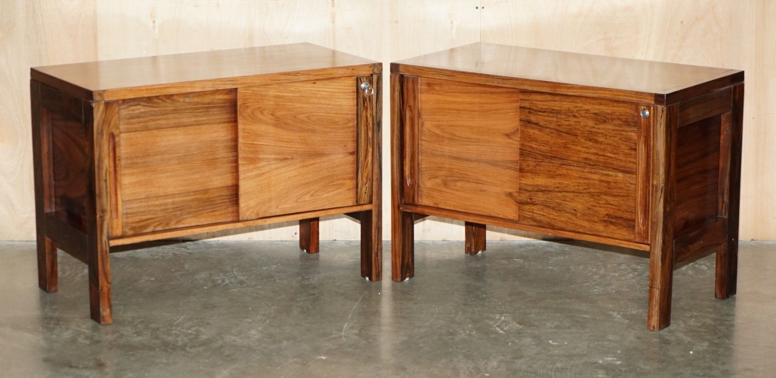 Stunning Pair Of Mid Century Modern Brazillian Wood Danish Cabinets Or Cupboards photo furniture