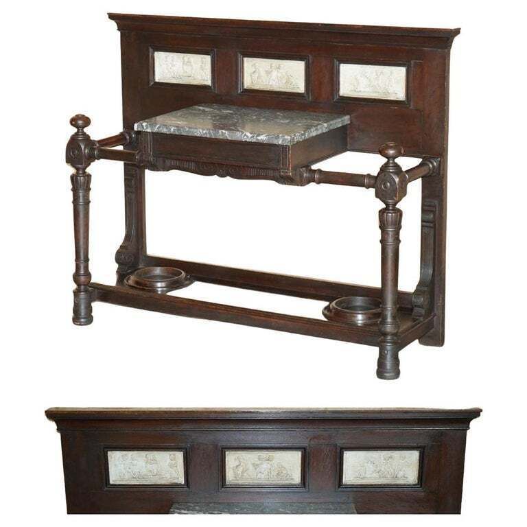 John Maple & Co Mahogany & Marble With Italian Plaster Friezes Umbrella Stand
