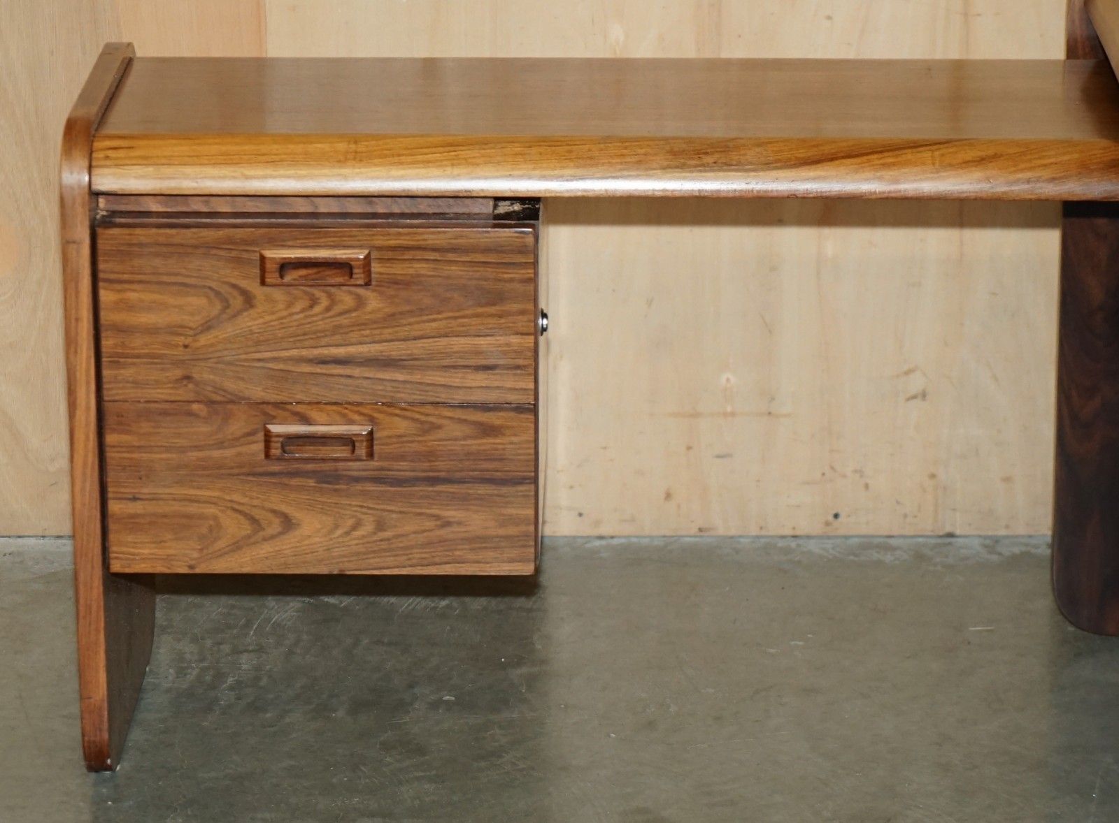 photo vinterior Danish Mid Century Brazilian Wood Office Left Corner Desk Part Of Large Suite