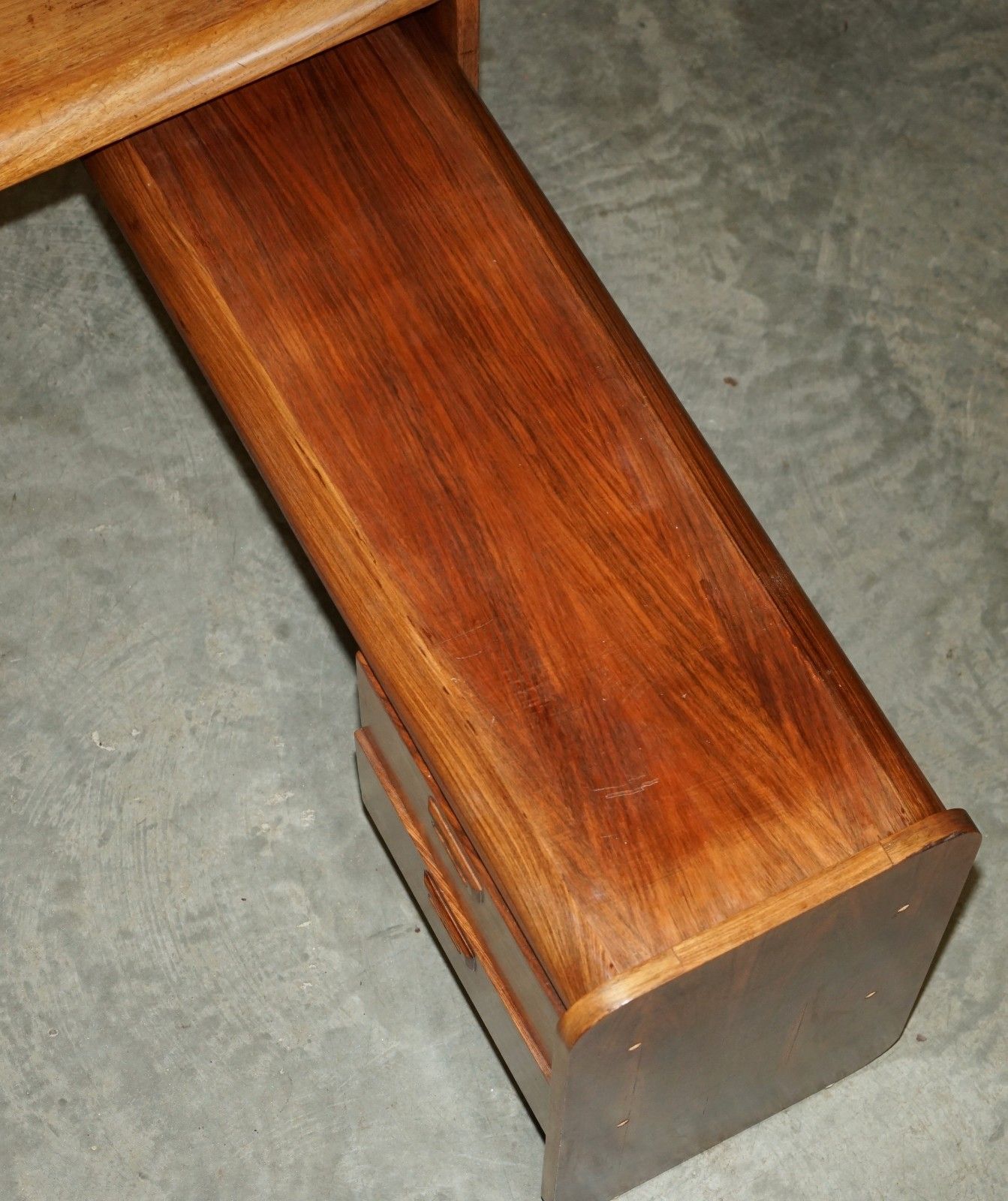 Danish Mid Century Modern Brazilian Wood Office Right Corner Desk Part Of Suite photo vintage