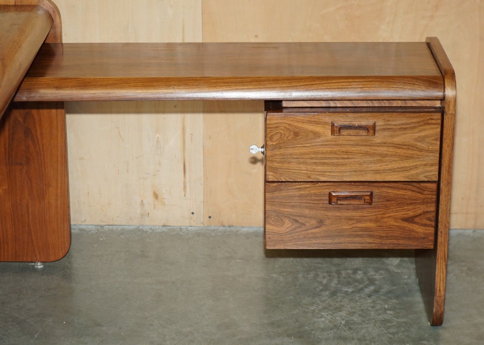 Furniture Danish Mid Century Modern Brazilian Wood Office Right Corner Desk Part Of Suite photo