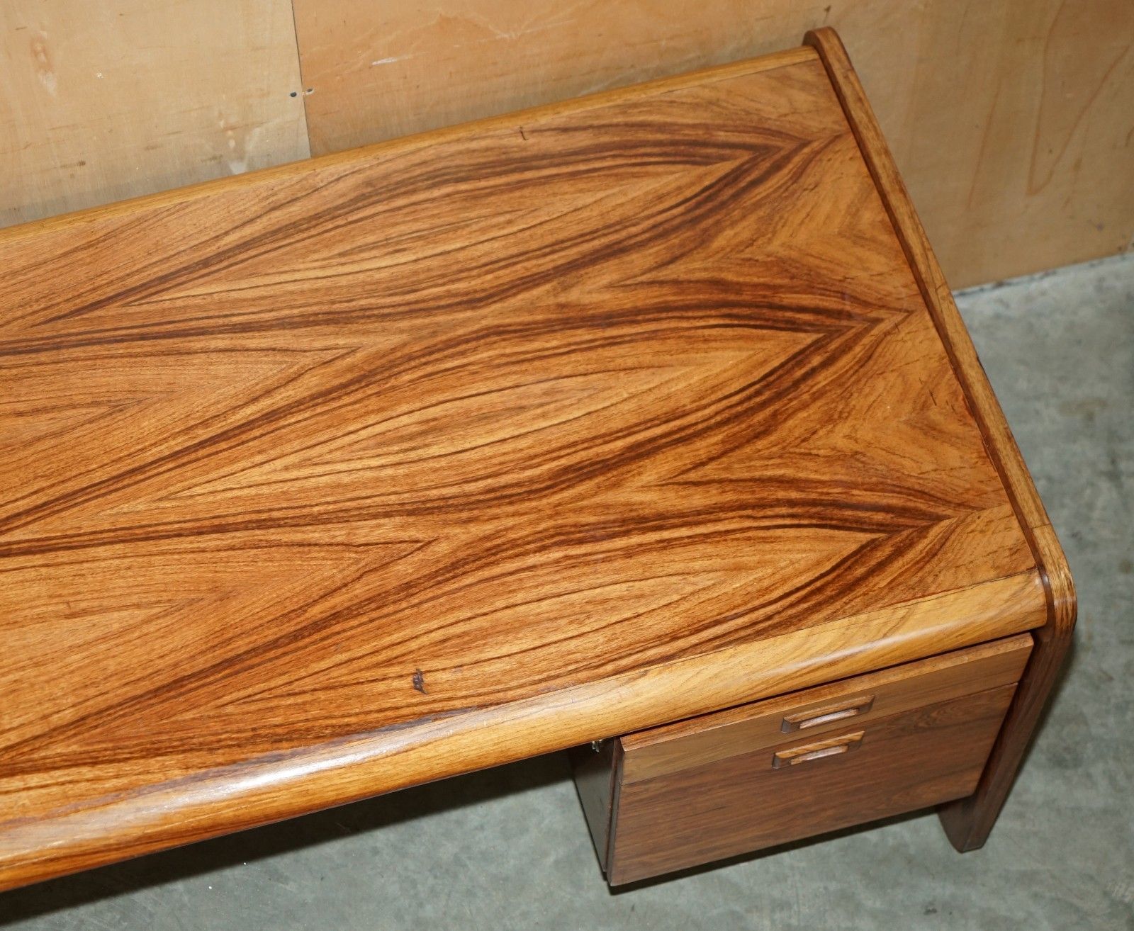 Danish Mid Century Modern Brazilian Wood Office Left Corner Desk Part Of Suite photo vinterior