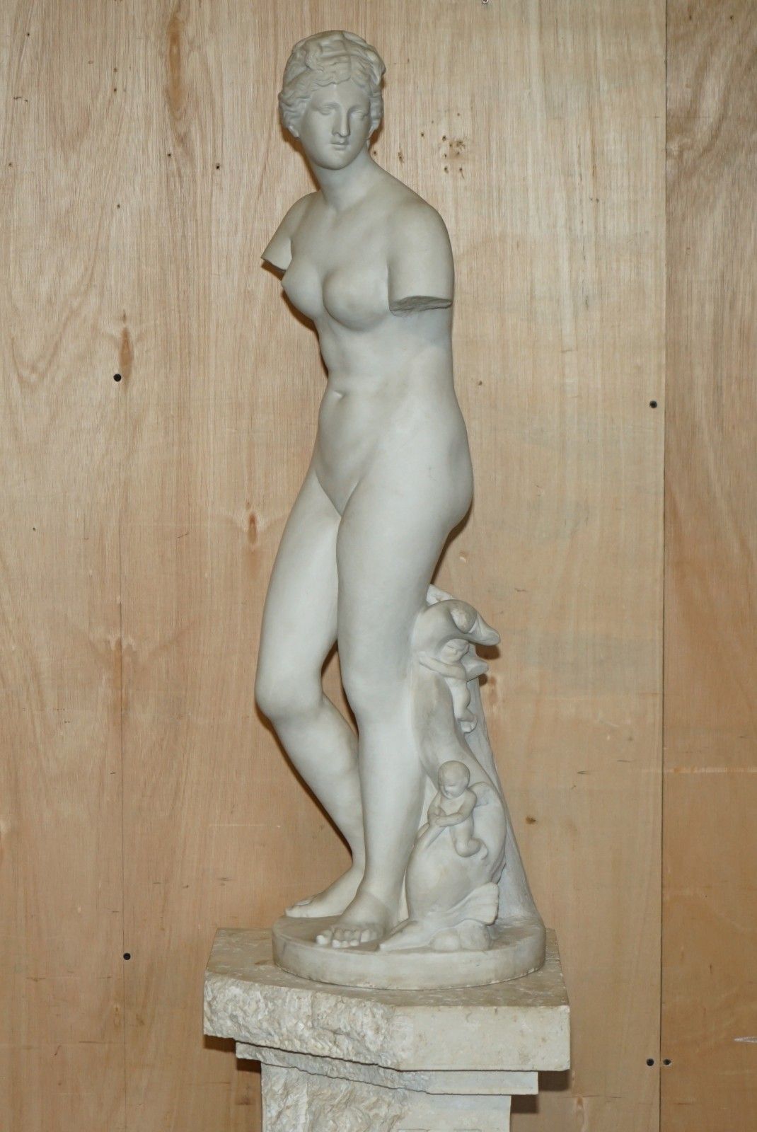 Antique Jean  Antoine Houdon Signed Large Venus De Milo Marble Statue On Plinth photo furniture