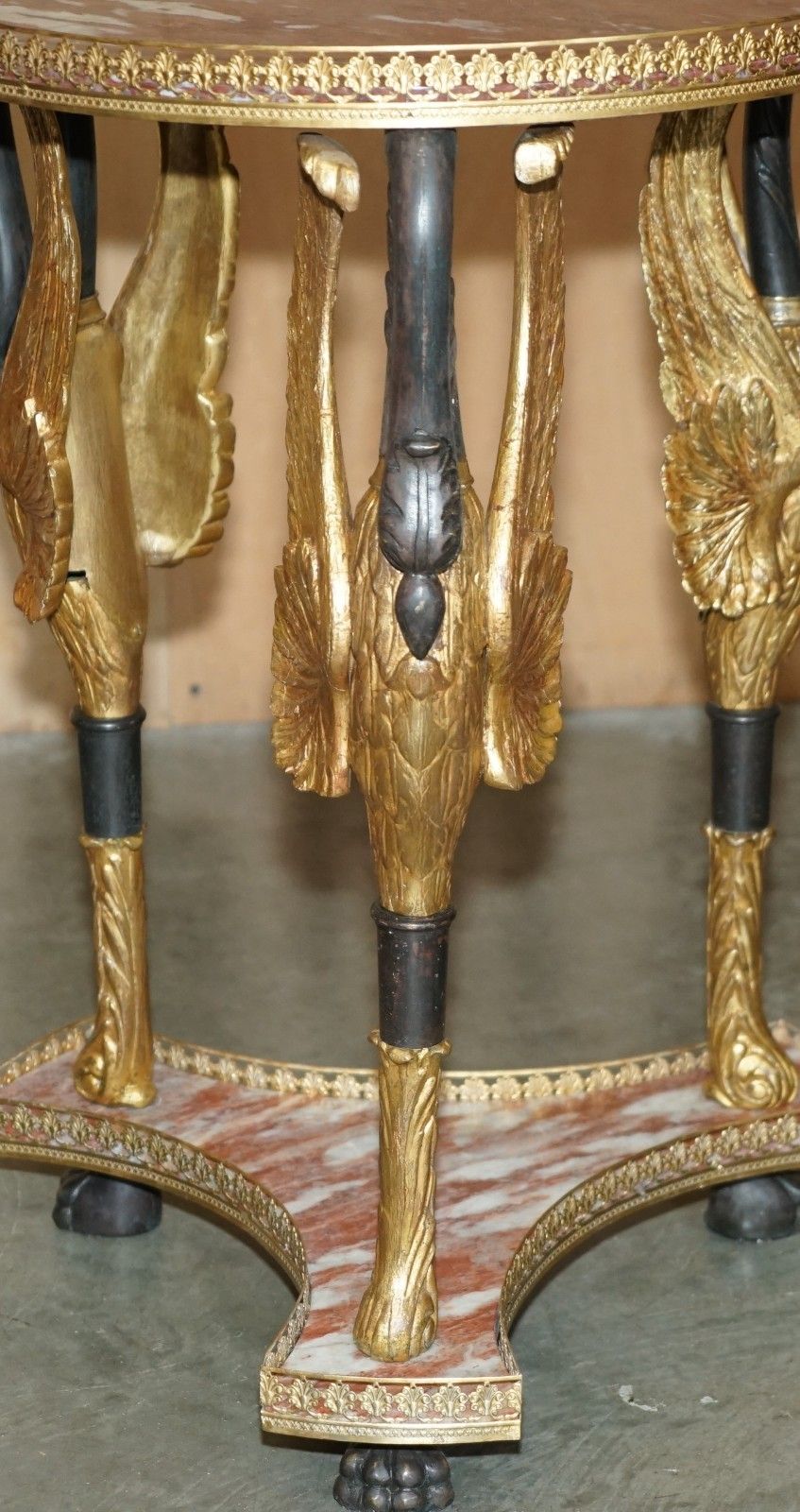 photo for sale Important Pair Of Antique French Empire Brass Bronze & Marble Gueridon Tables