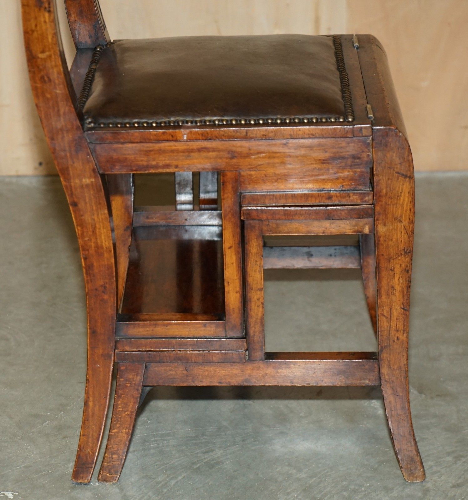 photo for sale Victorian Circa 1880 Mahogany, Leather & Brass Metamorphic Chair Library Steps