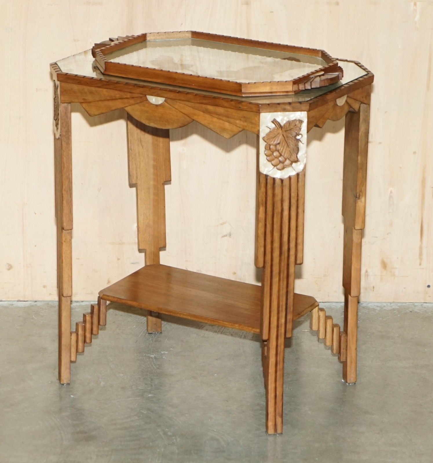 Art Deco Circa 1920's Mother Of Pearl Walnut Tray Table With Removable Tray photo furniture