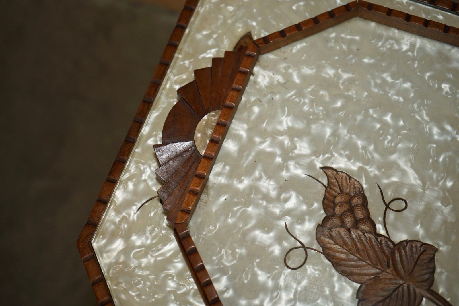 Art Deco Circa 1920's Mother Of Pearl Walnut Tray Table With Removable Tray photo buy