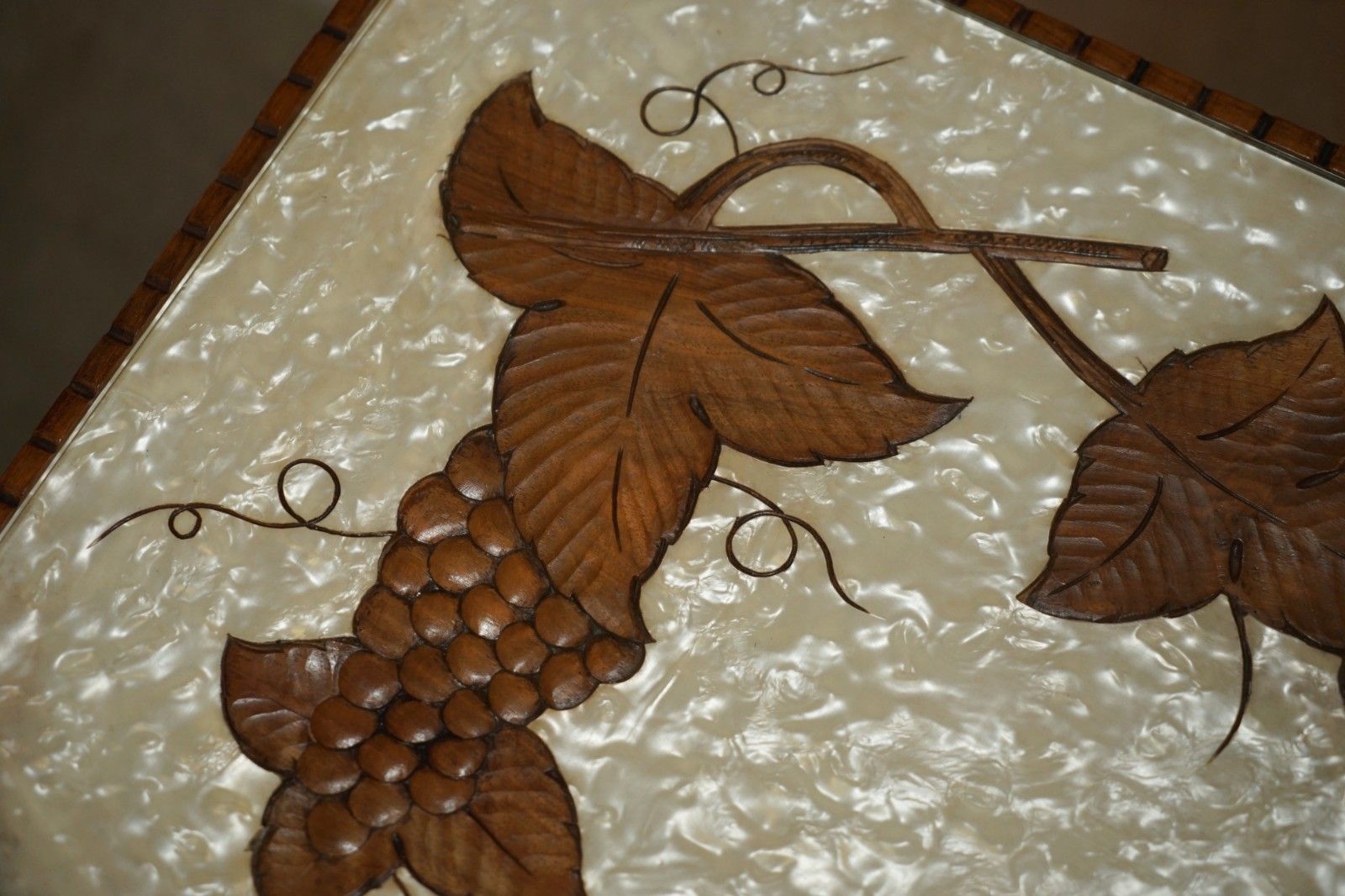 1950.0 Art Deco Circa 1920's Mother Of Pearl Walnut Tray Table With Removable Tray photo