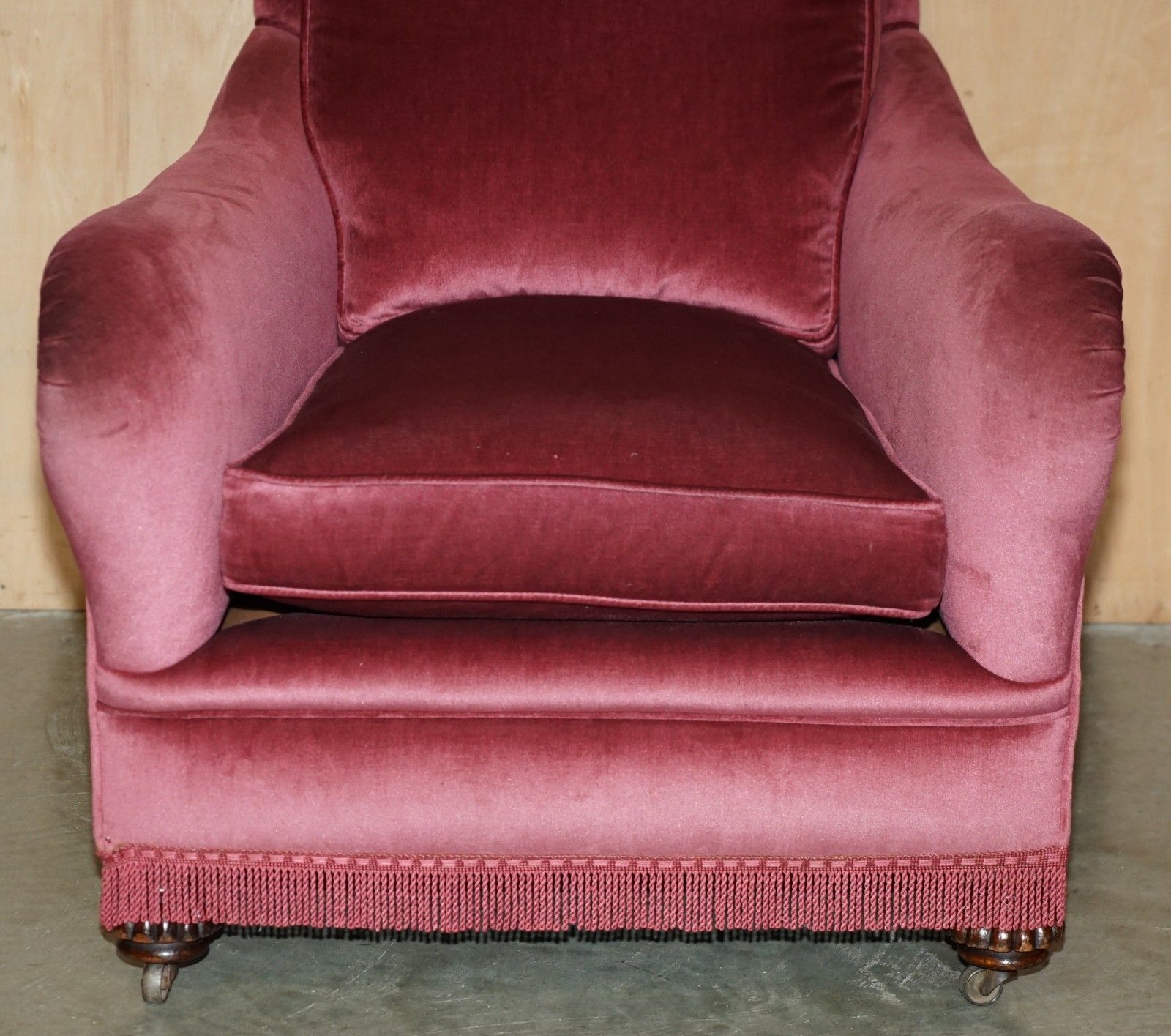 Exquisite Victorian Salmon Velour Upholstered Sofa & Pair Of Armchairs Suite photo buy