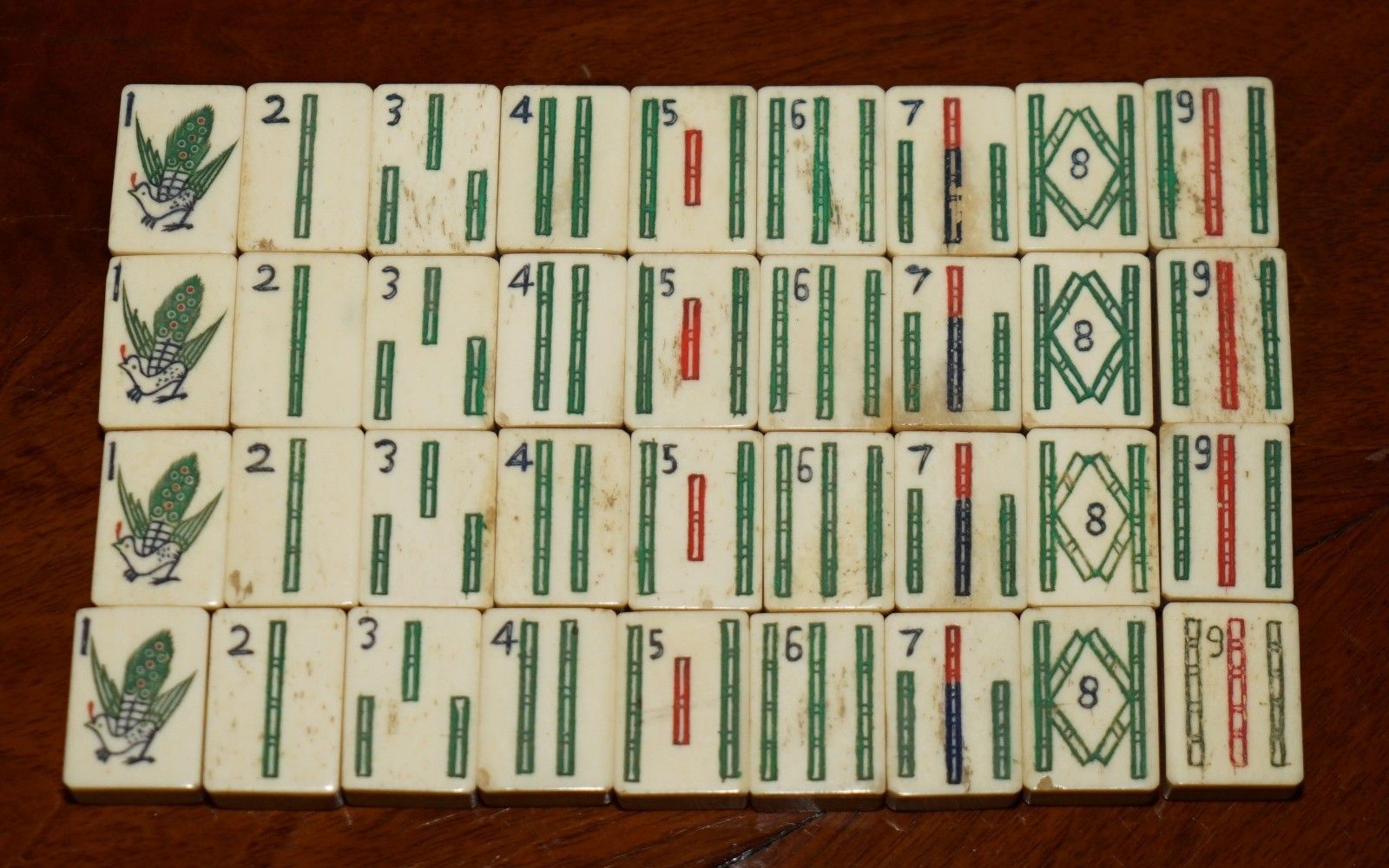 Antique Circa 1920 Chinese Mahjong Set + Counters In Original Amboyna Wood Case photo for sale