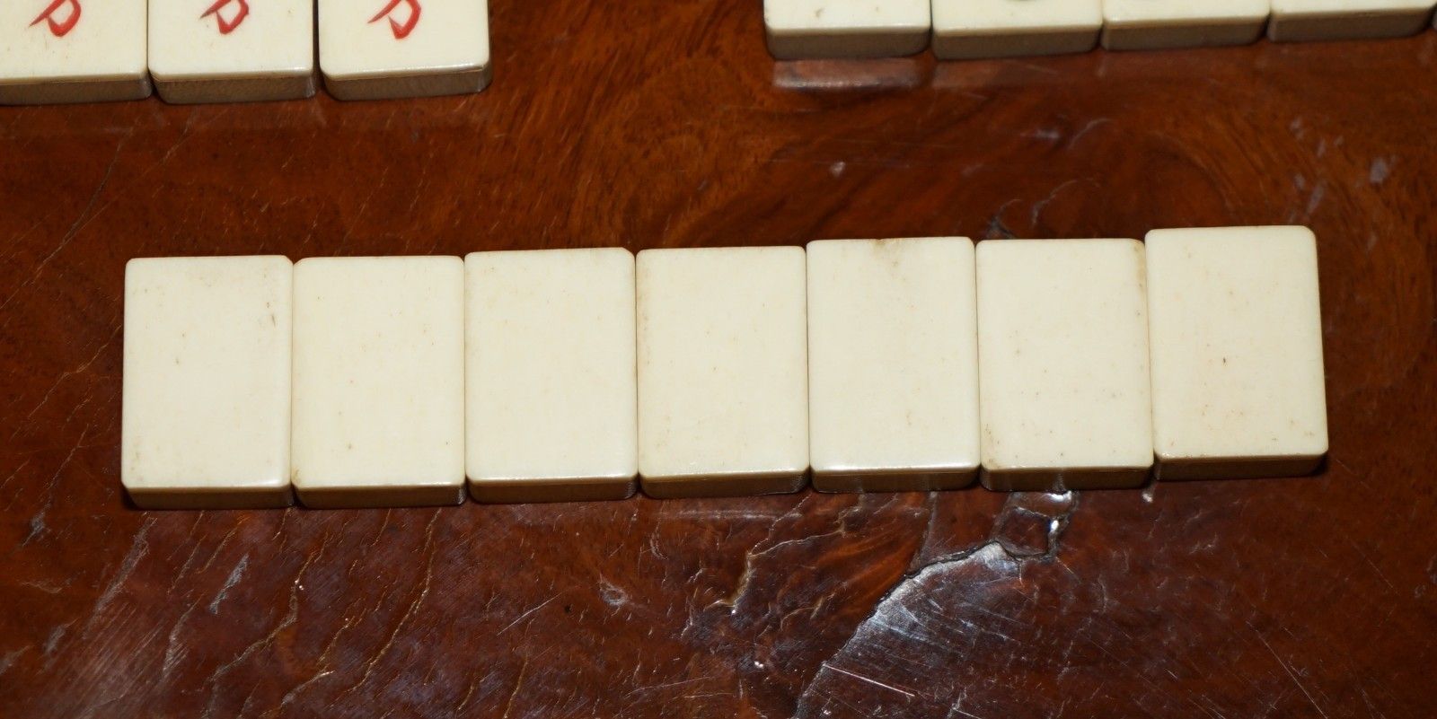 Antique Circa 1920 Chinese Mahjong Set + Counters In Original Amboyna Wood Case photo buy