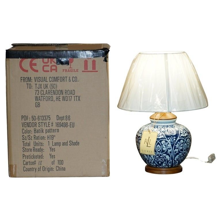 1 Of 4 Brand New In The Box Ralph Lauren Porcelain Vase Cobalt Blue Table Lamps
