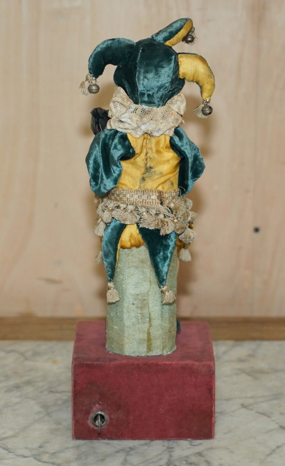 photo buy Antique French Hand Made Musical Automaton Jester Clown That Plays Music & Moves