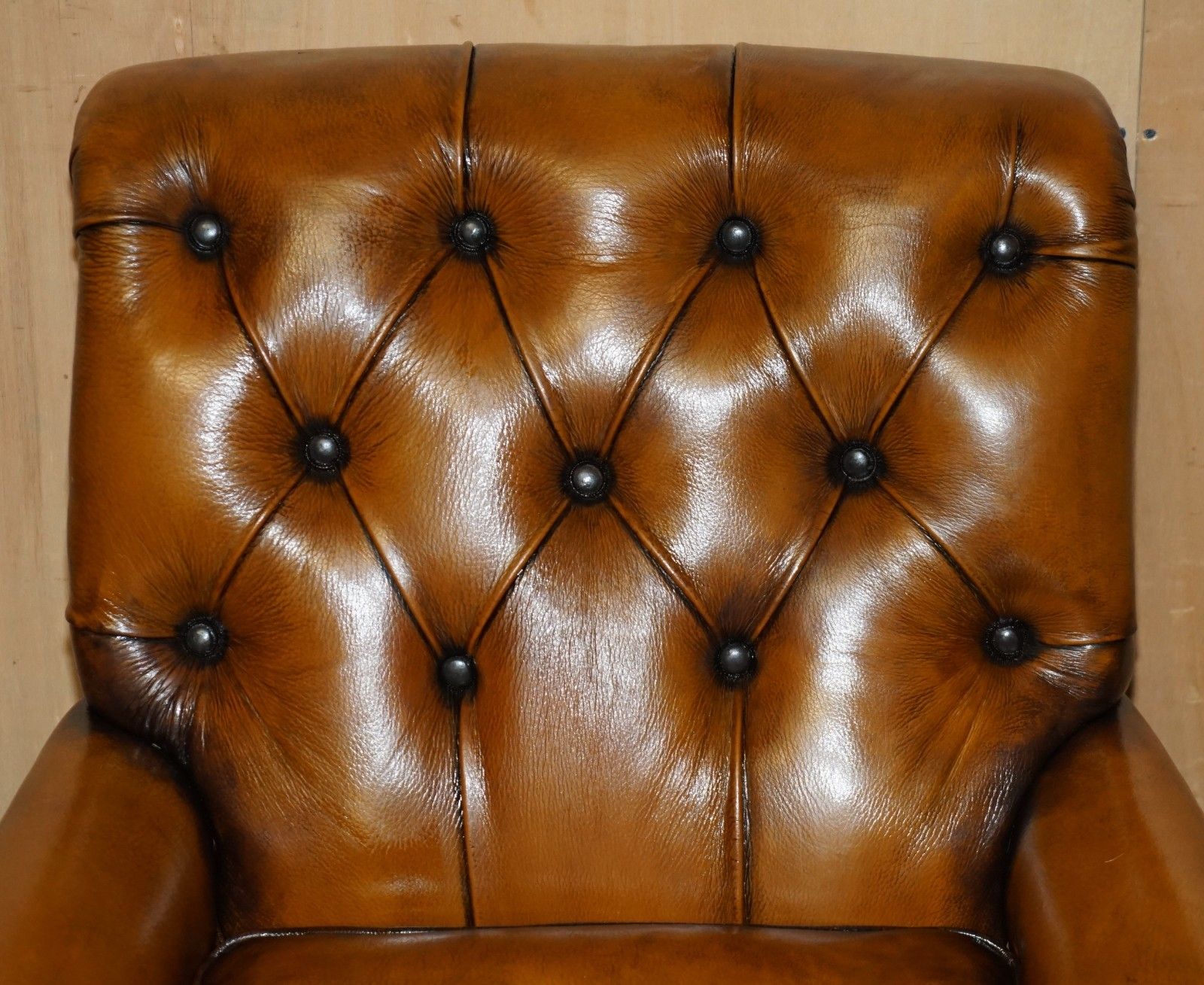 Super Rare Howard & Son's Fully Restored Chesterfield Brown Leather Armchair photo Furniture