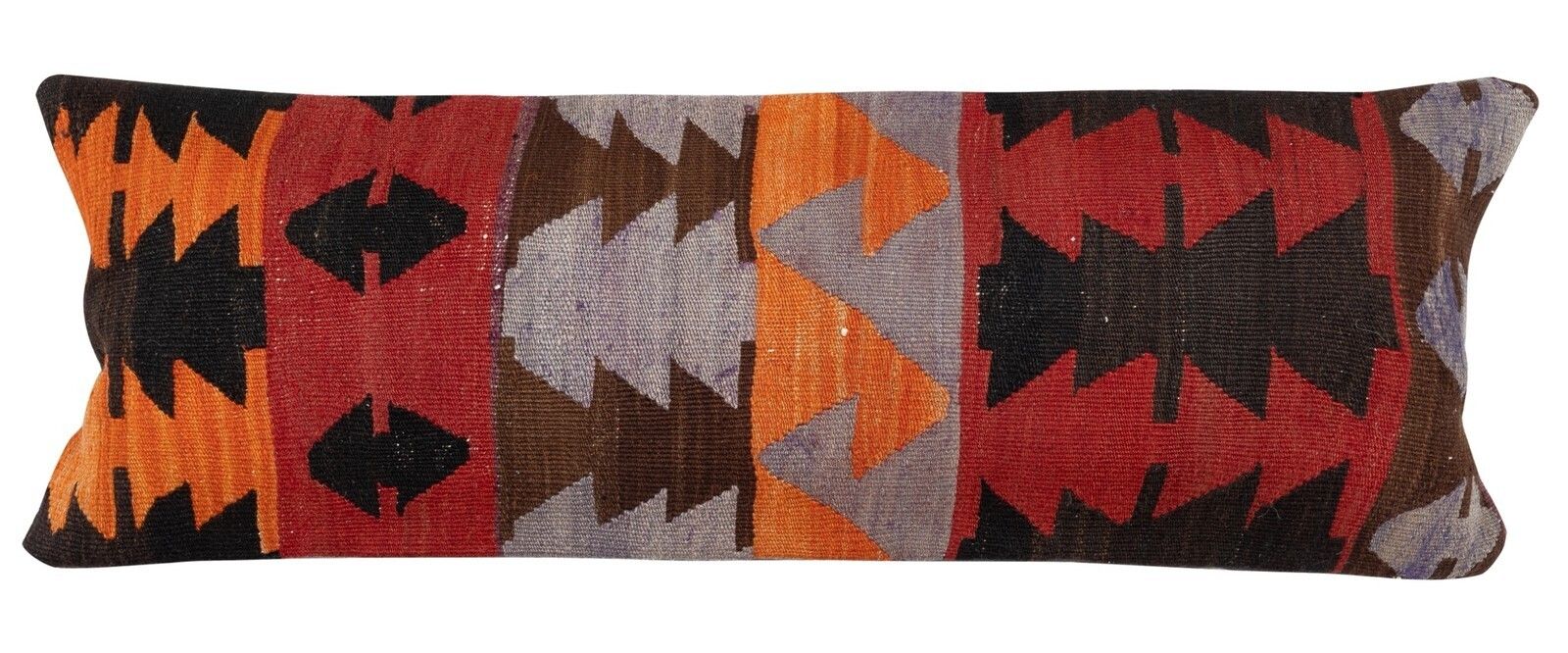 12"X35" Hand Woven Kilim Cushion Cover. Vintage Pillowcase. Lumbar Pillow Cover
