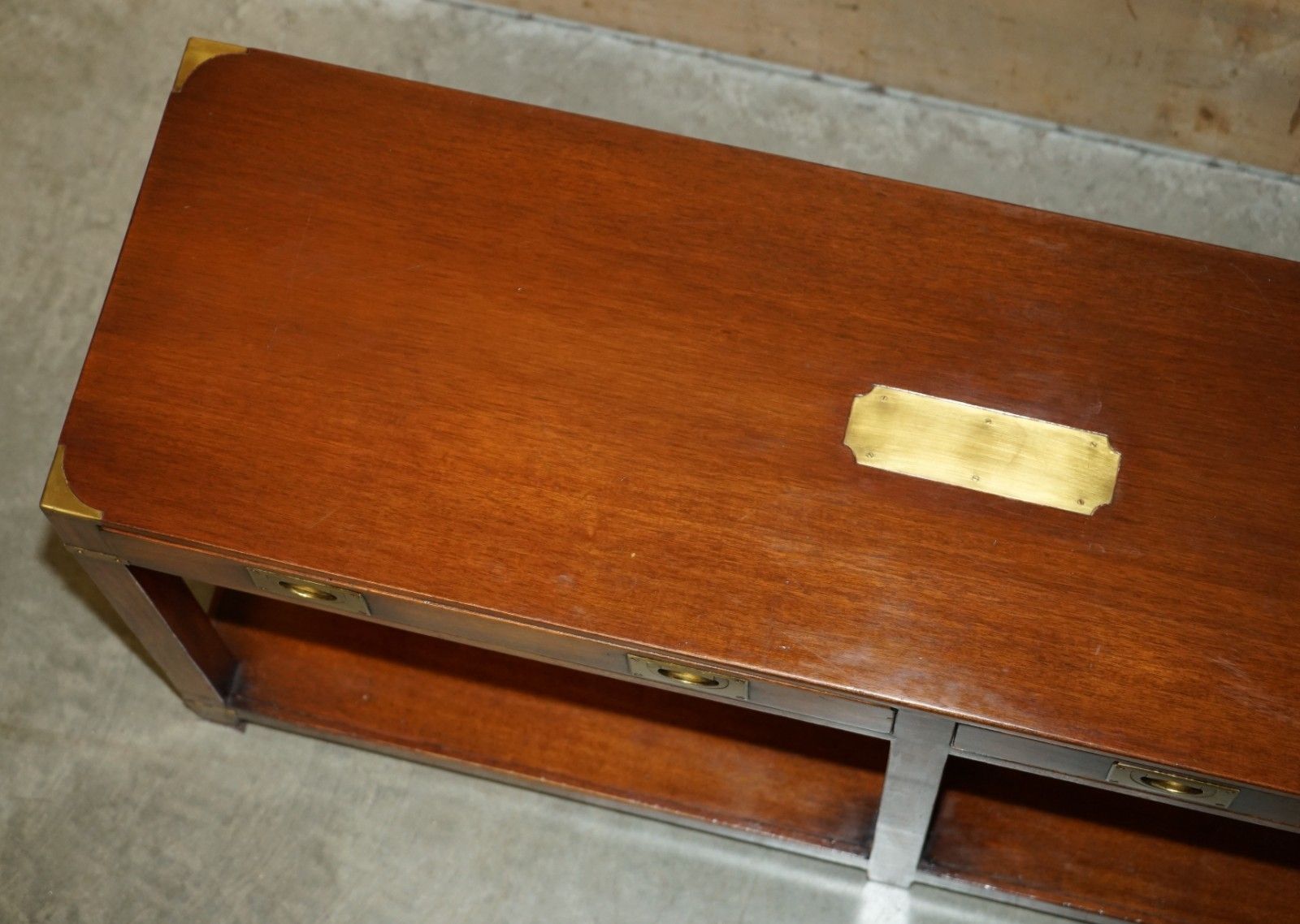 Stunning Harrods London Kennedy Twin Drawer Military Campaign Console Table photo 2350.0