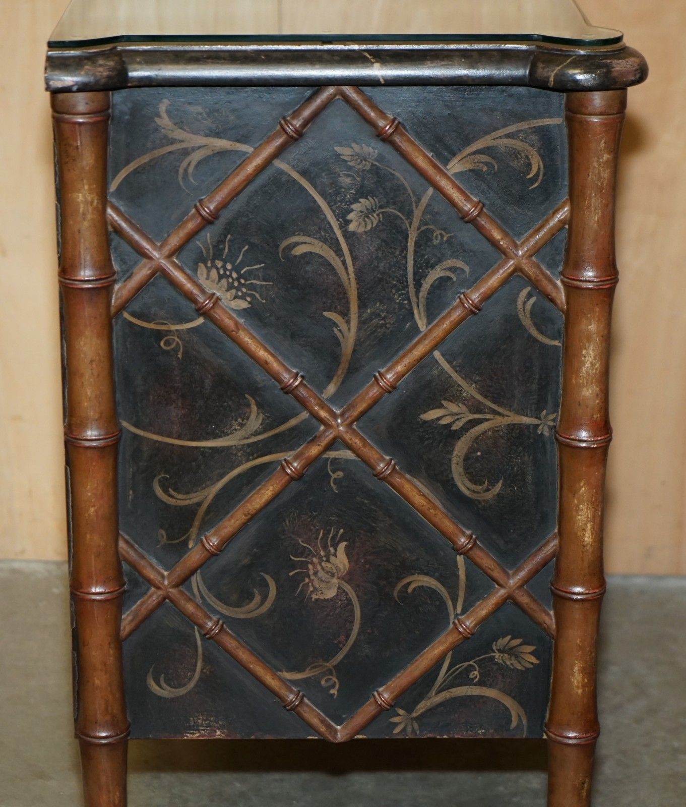 Furniture Rrp £7450 Faux Bamboo Carved Wood Porte Italia Fiesole Chest Of Drawers photo