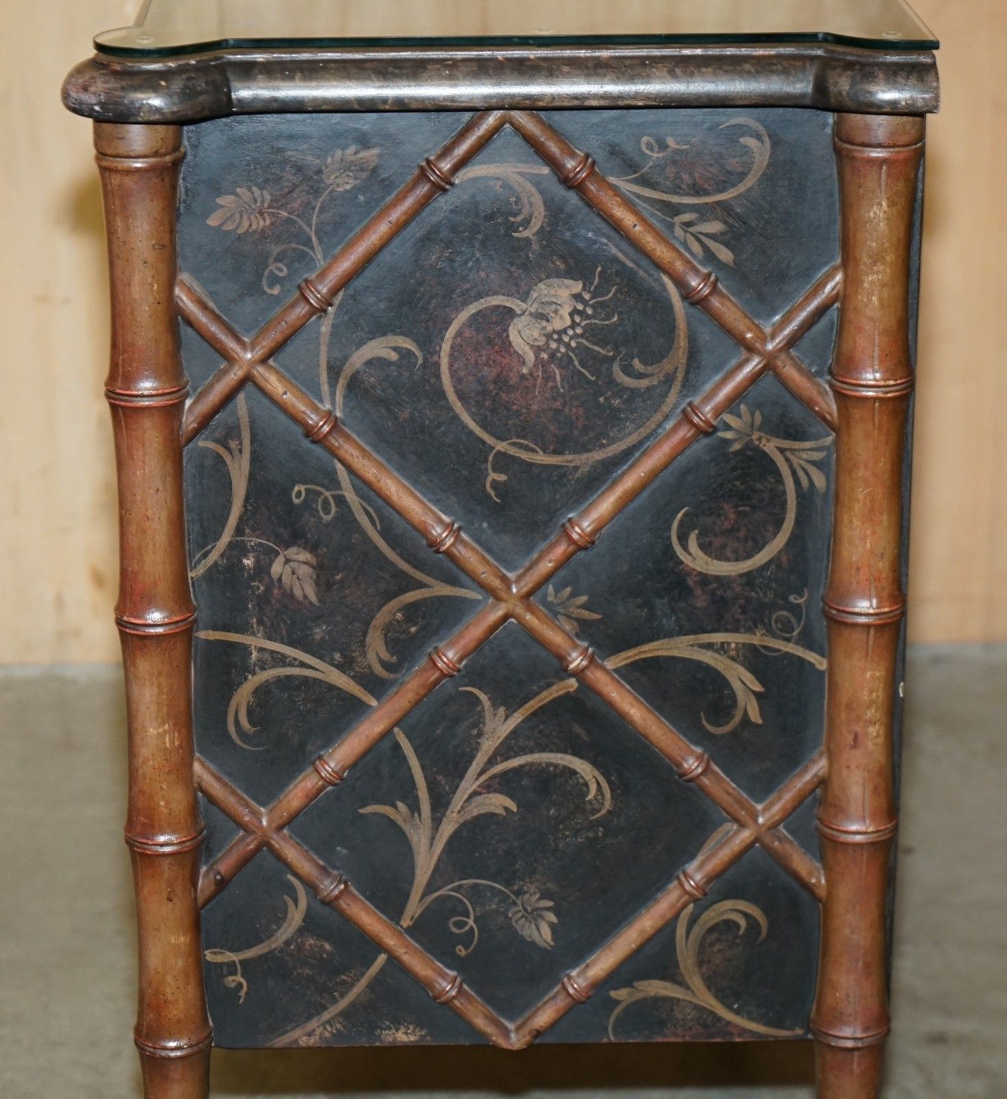 photo buy Rrp £7450 Faux Bamboo Carved Wood Porte Italia Fiesole Chest Of Drawers
