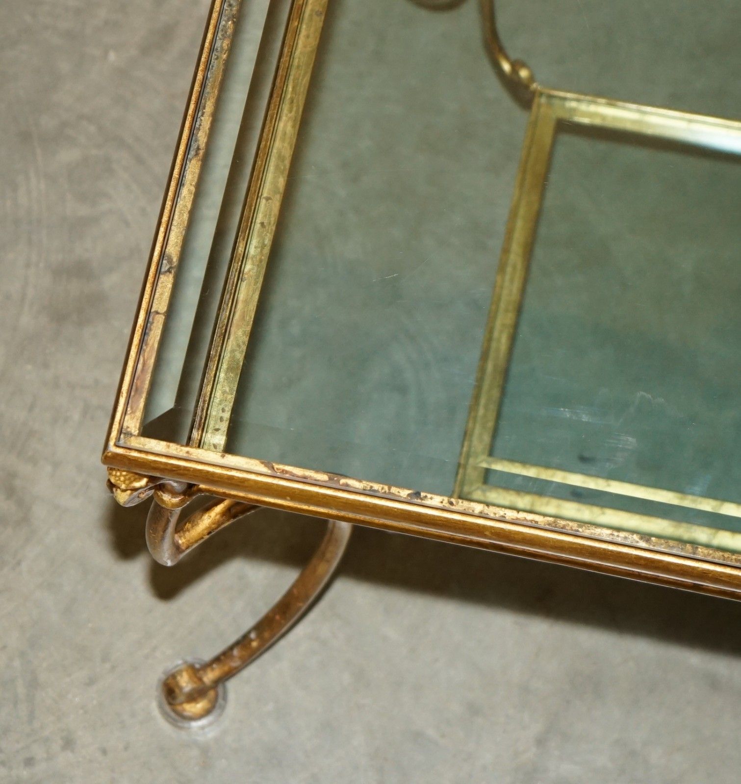 Stunning Mid Century Modern Glass & Gold Leaf Brass Centre Or Large Side Table photo 1750.0