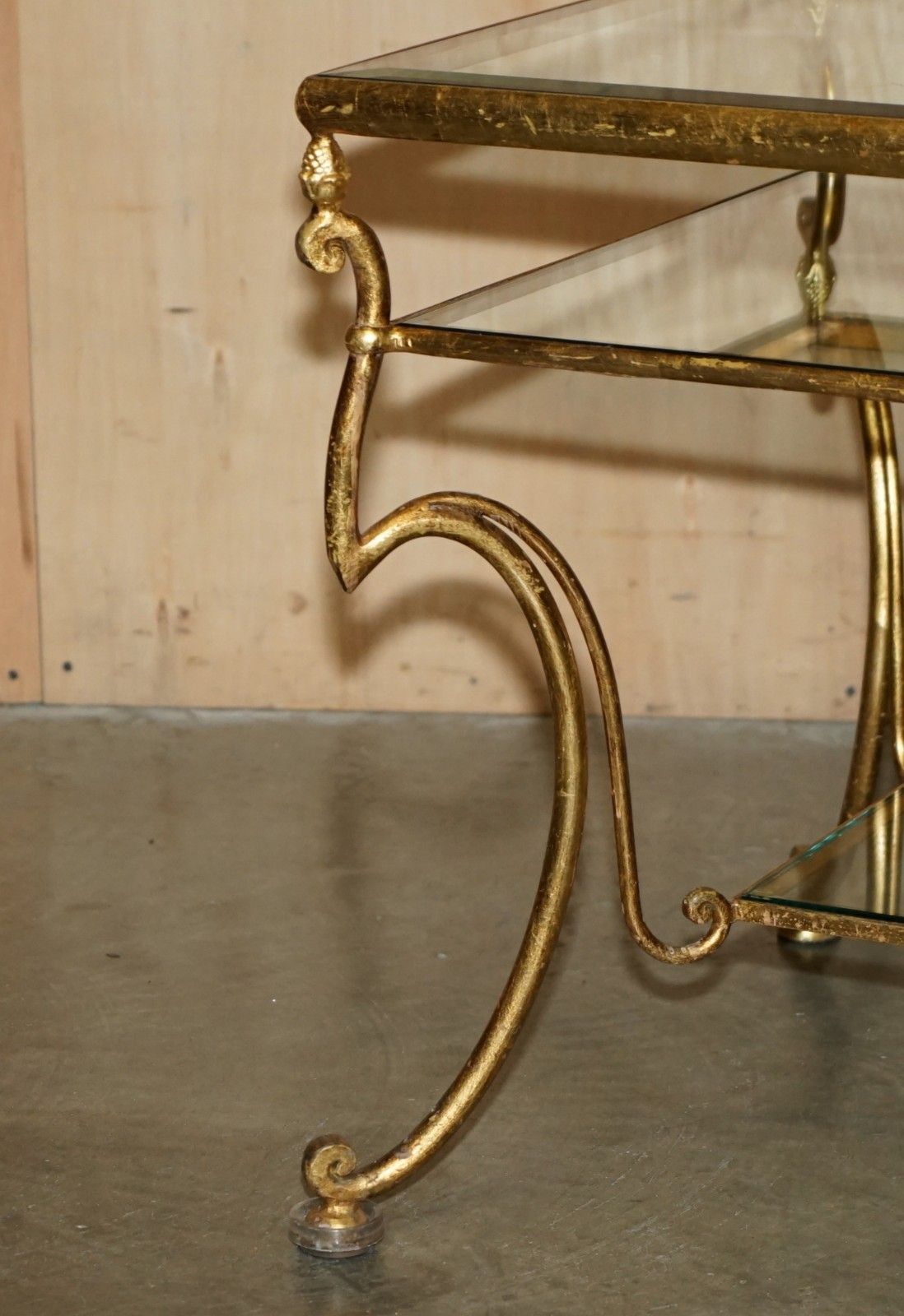 Stunning Mid Century Modern Glass & Gold Leaf Brass Centre Or Large Side Table photo buy