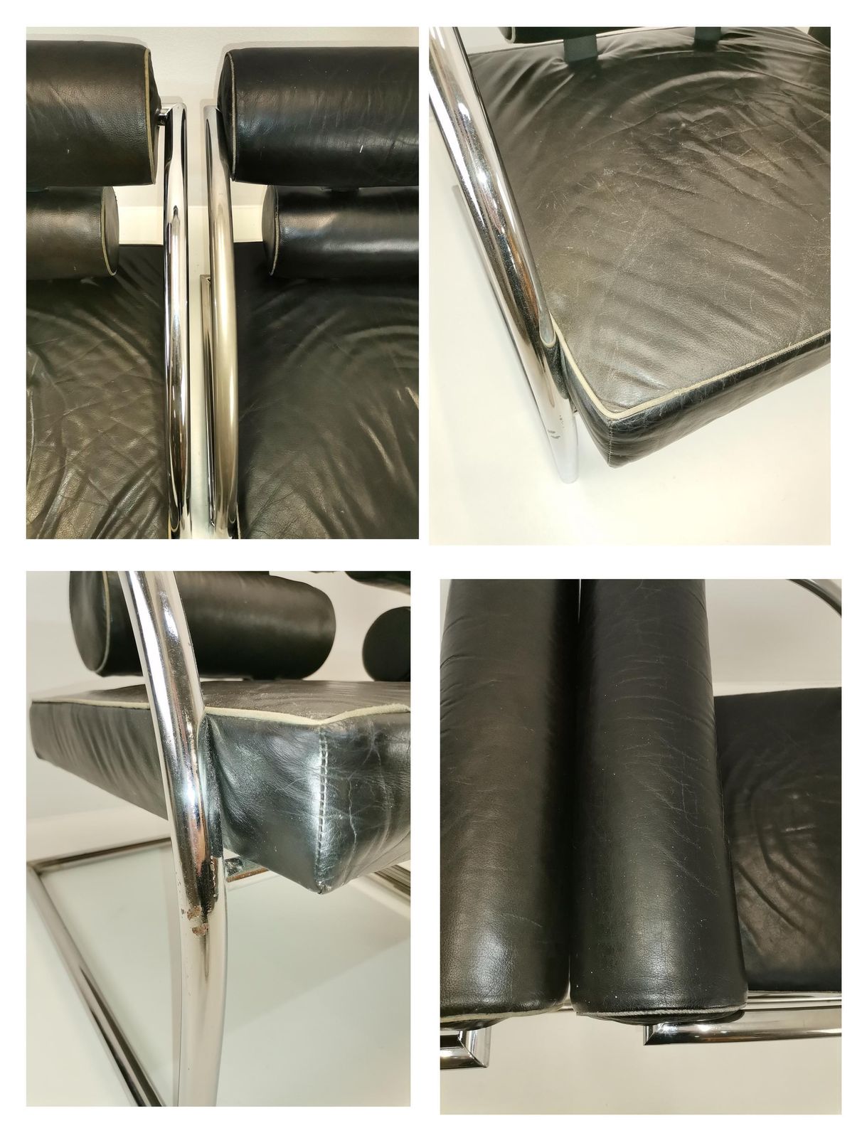 Vintage Chrome And Black Leather Lounge Chairs / Bauhaus Style Armchair From 1970s Yugoslavia photo vintage